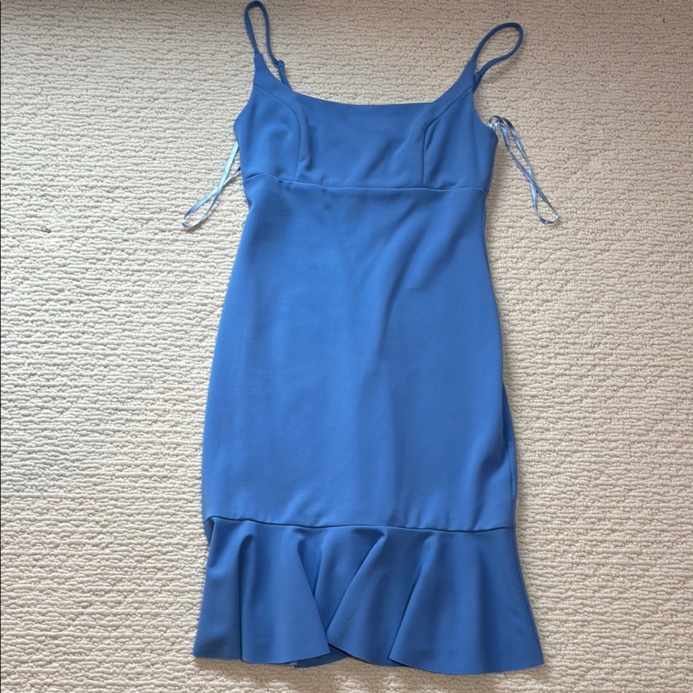 Bebe Light Blue Dress with Ruffle Detail